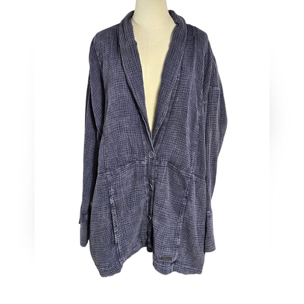 Peace Love World Dusty Blue Gauze Jacket